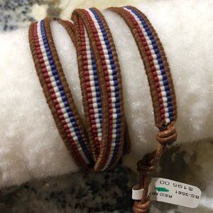 Chan Luu red white and blue beaded wrap bracelet